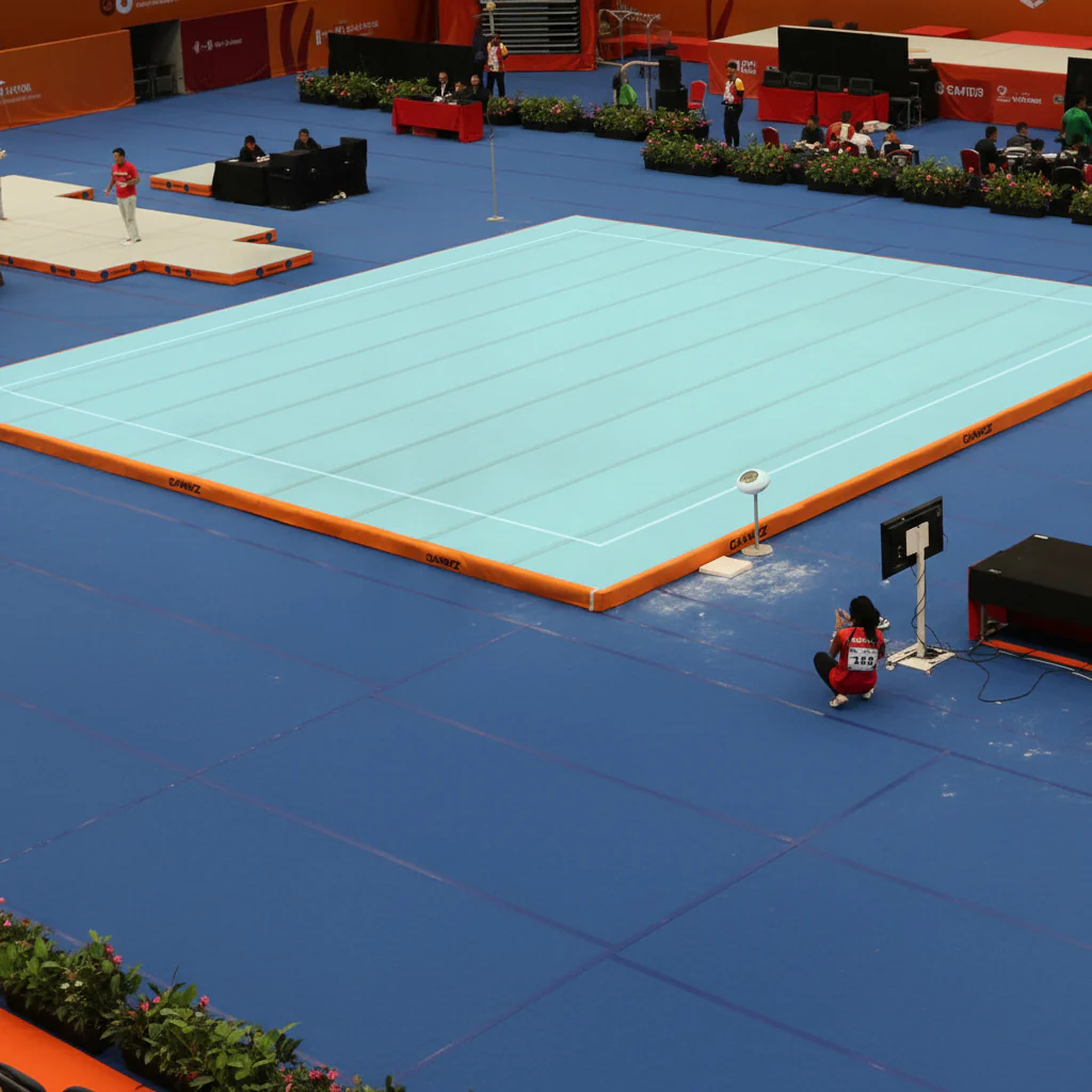 Plancher à ressorts de gymnastique